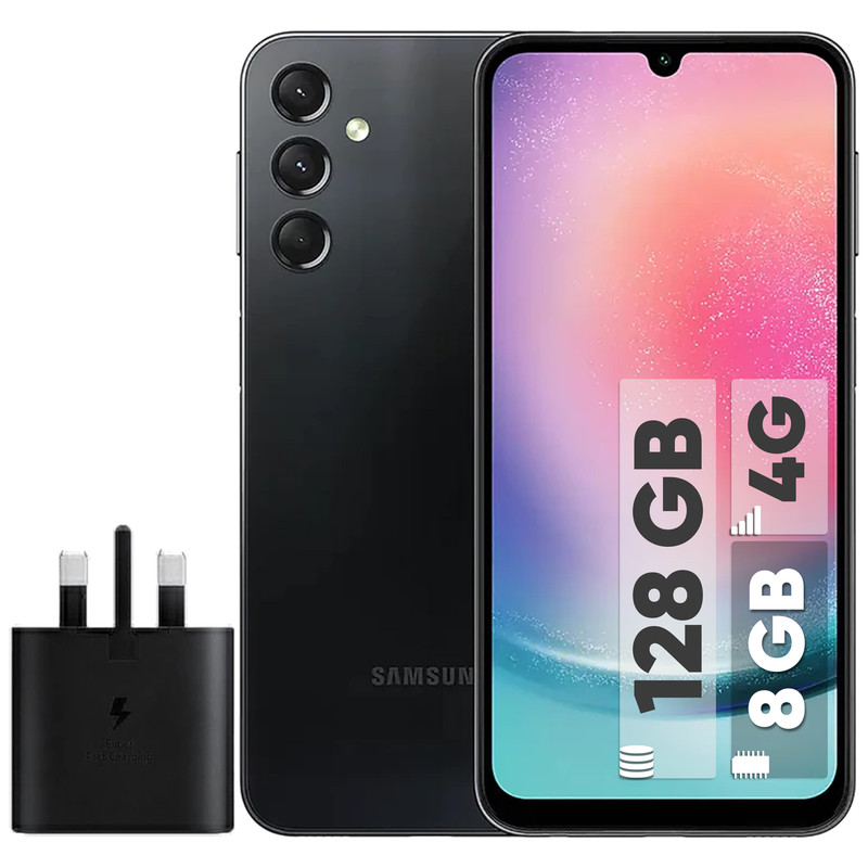 گوشی موبایل سامسونگ مدل Galaxy A24 4G دو سیم کارت ظرفیت 128 گیگابایت و رم 8 گیگابایت به همراه شارژر سامسونگ